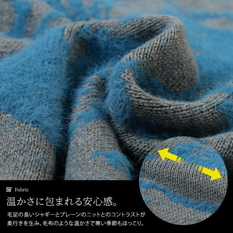 大きいサイズ レディース 配色シャギー花柄ニットカーディガン　sum-0021