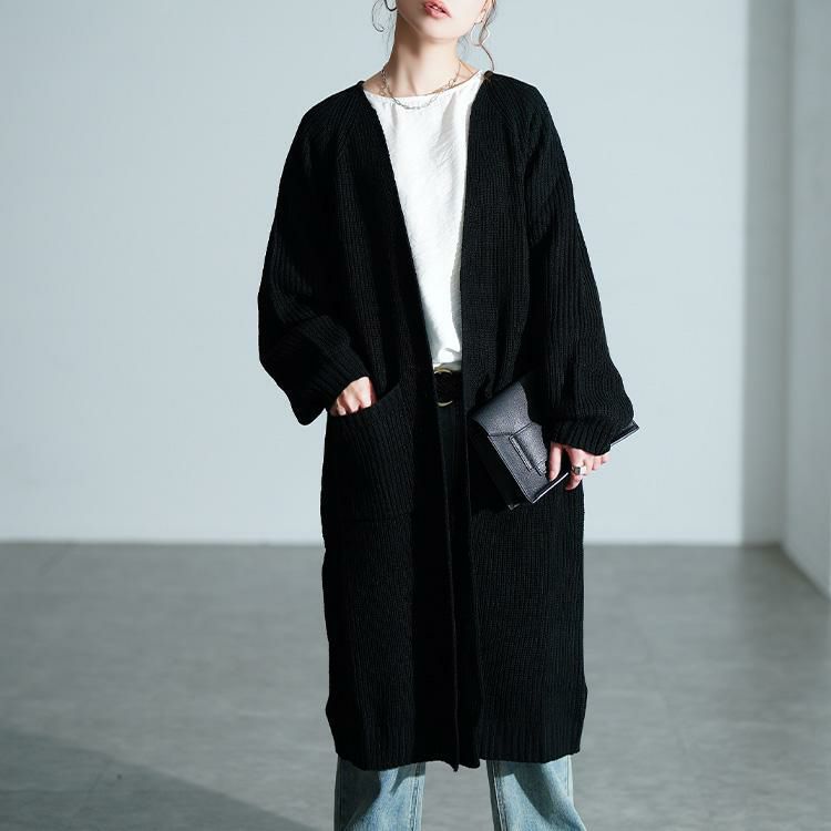 大きいサイズ レディース リブニットトッパーカーディガン　kt-43006 ブラック