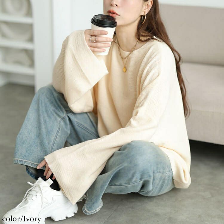 大きいサイズ レディース クロップドオーバーサイズハイゲージニット　maru-20023