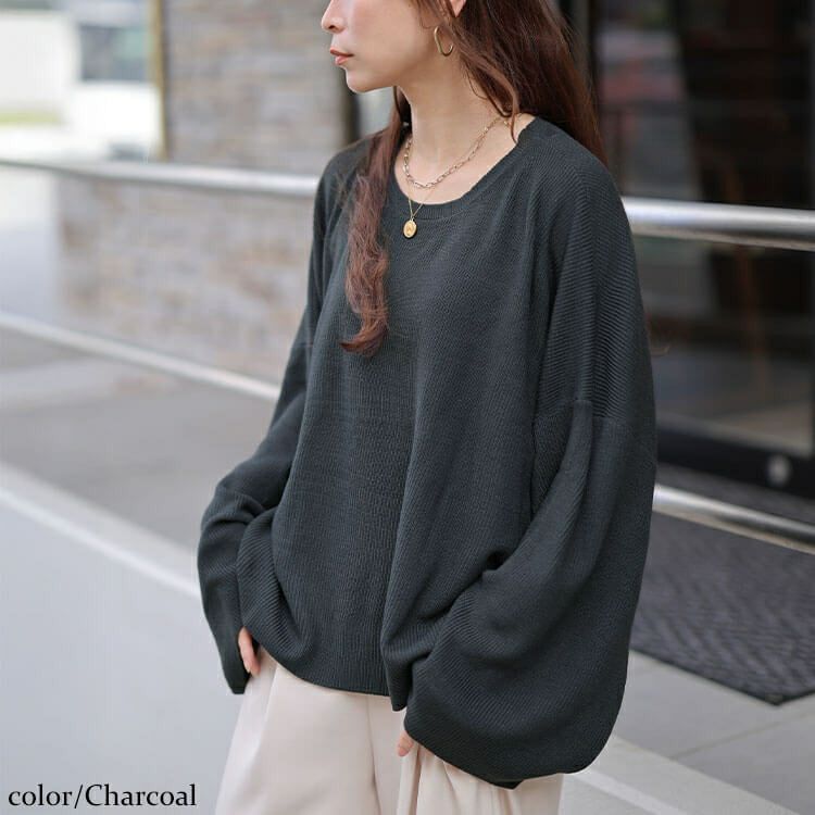 大きいサイズ レディース クロップドオーバーサイズハイゲージニット　maru-20023