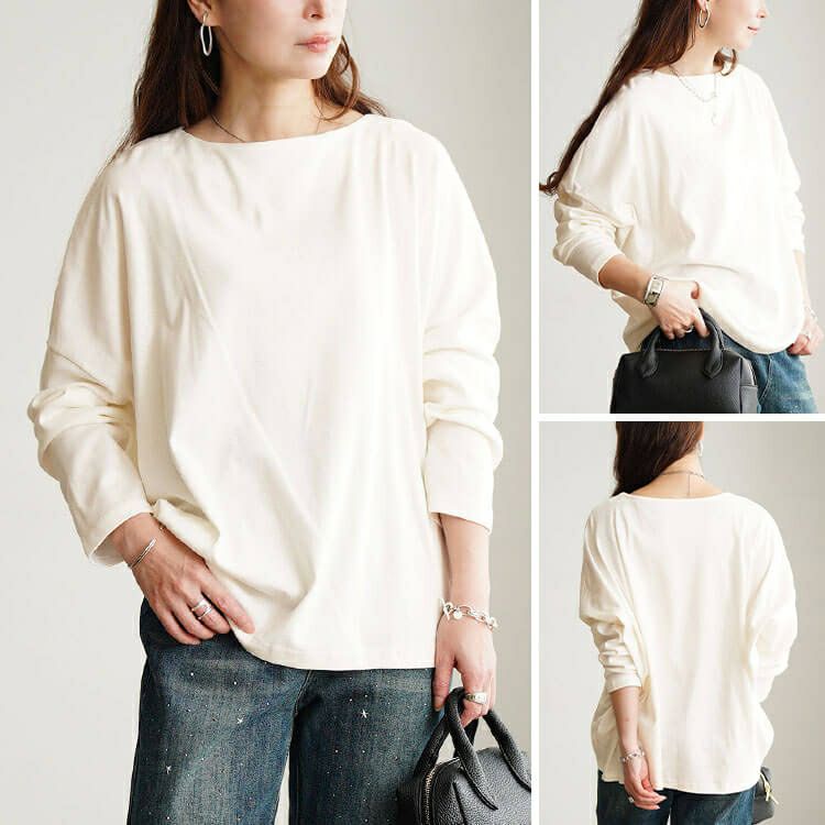 大きいサイズ レディース ボートネックワイドドルマンプルオーバー　wk-0575 【メール便可】