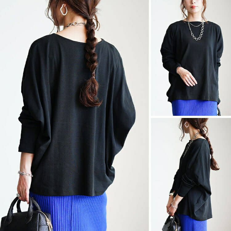 大きいサイズ レディース ボートネックワイドドルマンプルオーバー　wk-0575 【メール便可】