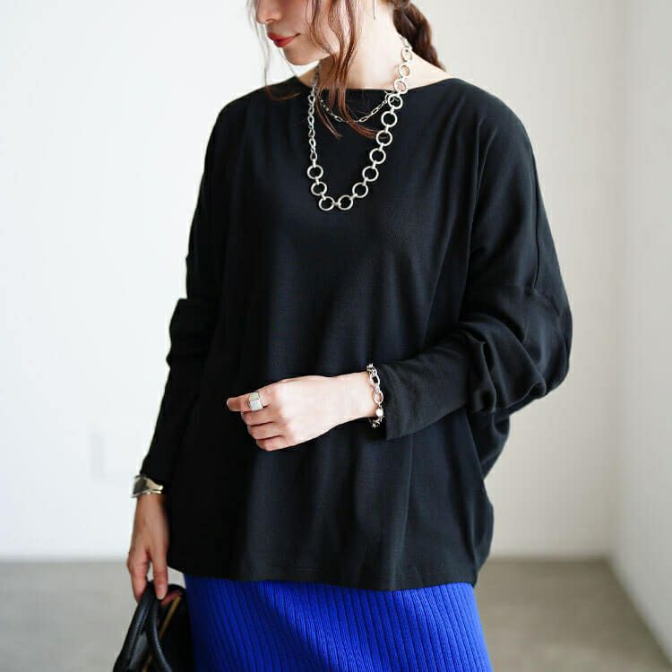 大きいサイズ レディース ボートネックワイドドルマンプルオーバー　wk-0575 【メール便可】