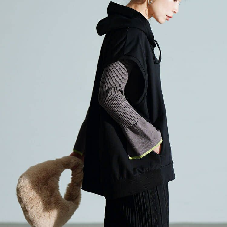 大きいサイズ レディース スウェットパーカーベスト　wk-0523