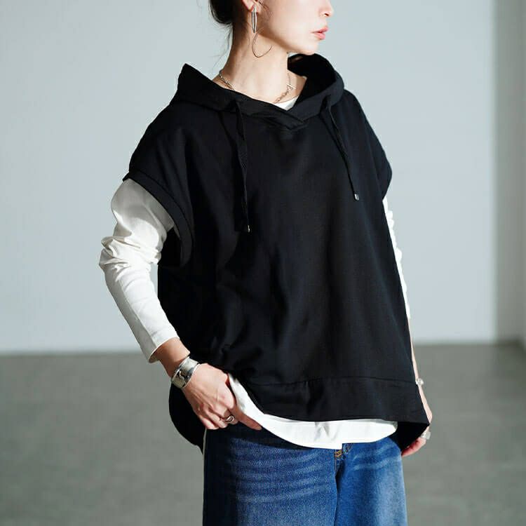 大きいサイズ レディース スウェットパーカーベスト　wk-0523