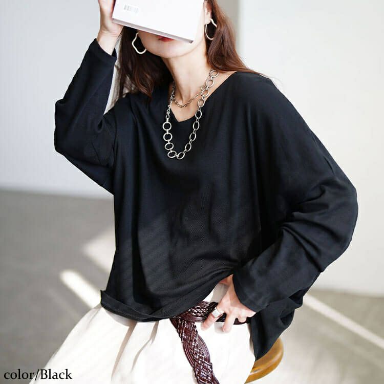 大きいサイズ レディース Vネックワイドドルマンプルオーバー　wk-0576 【メール便可】