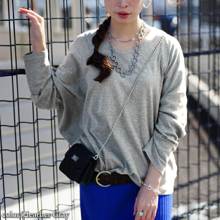 大きいサイズ レディース Vネックワイドドルマンプルオーバー　wk-0576 【メール便可】