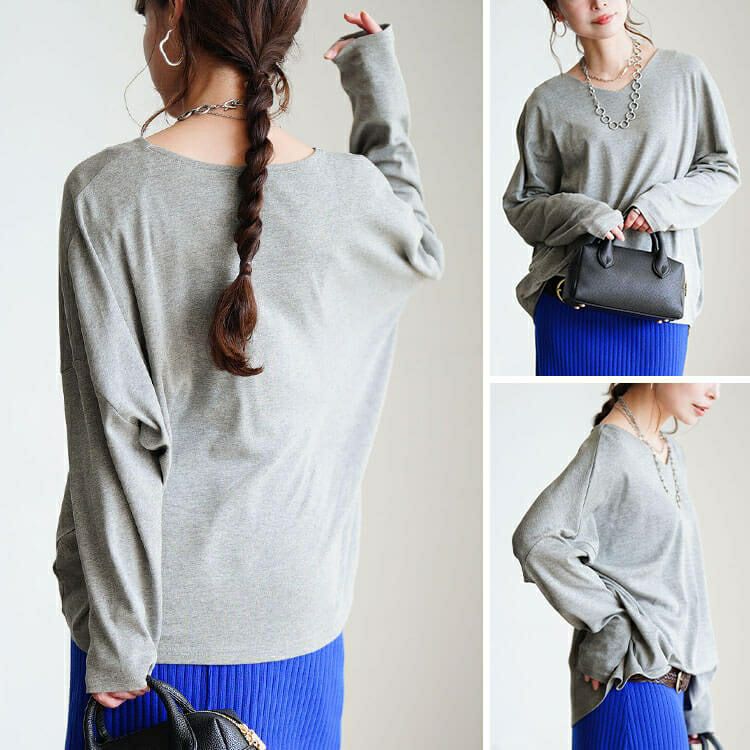 大きいサイズ レディース Vネックワイドドルマンプルオーバー　wk-0576 【メール便可】