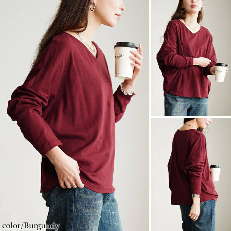 大きいサイズ レディース Vネックワイドドルマンプルオーバー　wk-0576 【メール便可】