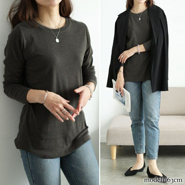 大きいサイズ レディース コットンラウンドネックロングTシャツ　wk-0582 【メール便可】