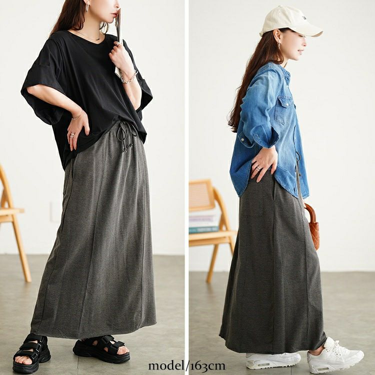 大きいサイズ レディース バックスリットスウェットナロースカート　wk-0585