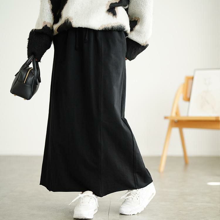 大きいサイズ レディース バックスリットスウェットナロースカート　wk-0585 ブラック