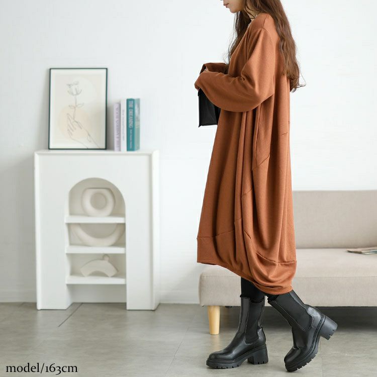 大きいサイズ レディース オーバーサイズコクーンワンピース goldy-1772