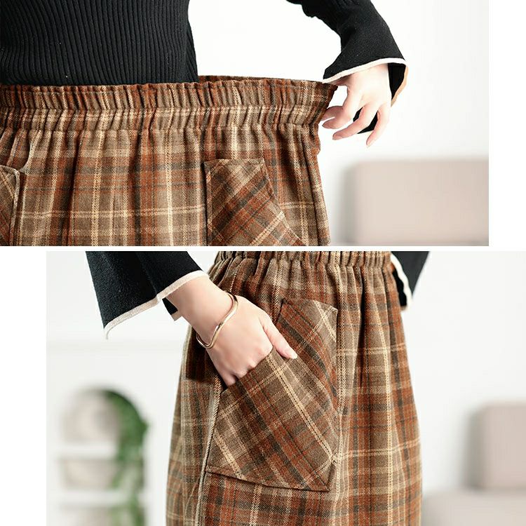 大きいサイズ レディース ウール風チェック柄ミニスカート tani