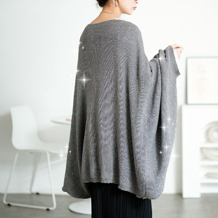 大きいサイズ レディース ハートボタンラメニットビッグカーディガン tog-1063