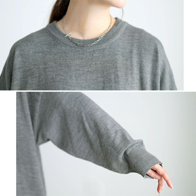 大きいサイズ レディース ラウンドネックAラインニットワンピース maru-20024