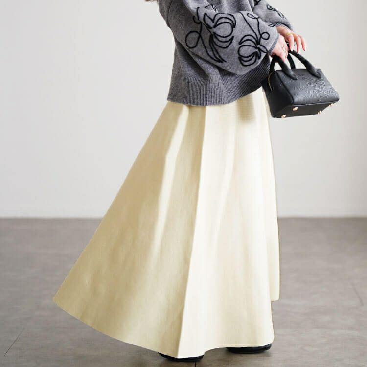 大きいサイズ レディース ハイゲージニットフレアスカート cpdai-641611