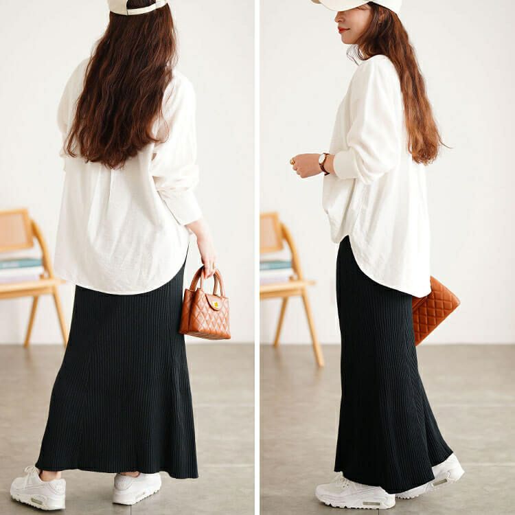 大きいサイズ レディース 太リブニットマーメイドスカート cpdai-640938