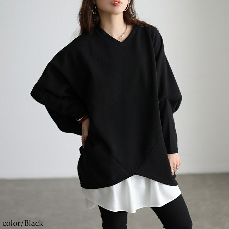大きいサイズ レディース 裏起毛変形ドルマンプルオーバー kt-7000
