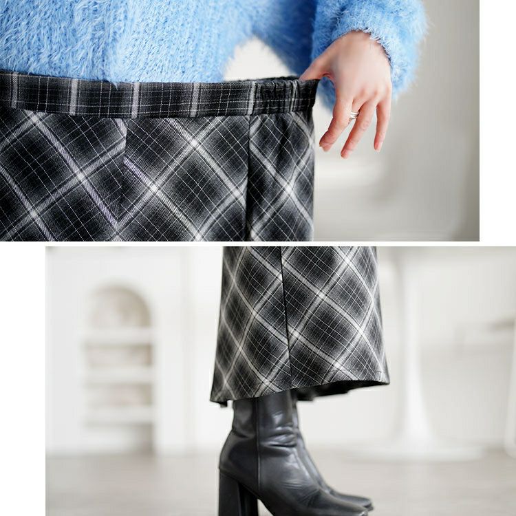 大きいサイズ レディース チェック柄ナロースカート tog-1064