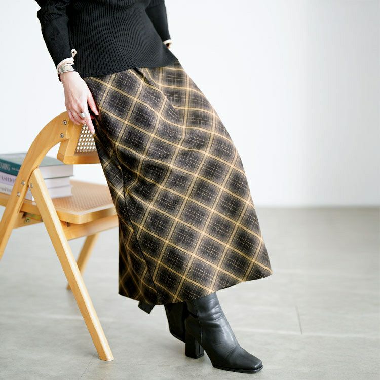 大きいサイズ レディース チェック柄ナロースカート tog-1064