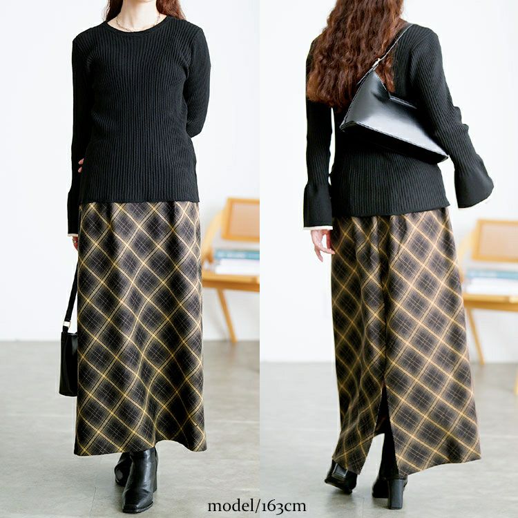 大きいサイズ レディース チェック柄ナロースカート tog-1064