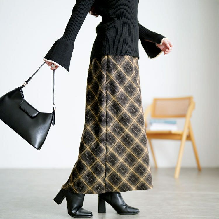 大きいサイズ レディース チェック柄ナロースカート tog-1064