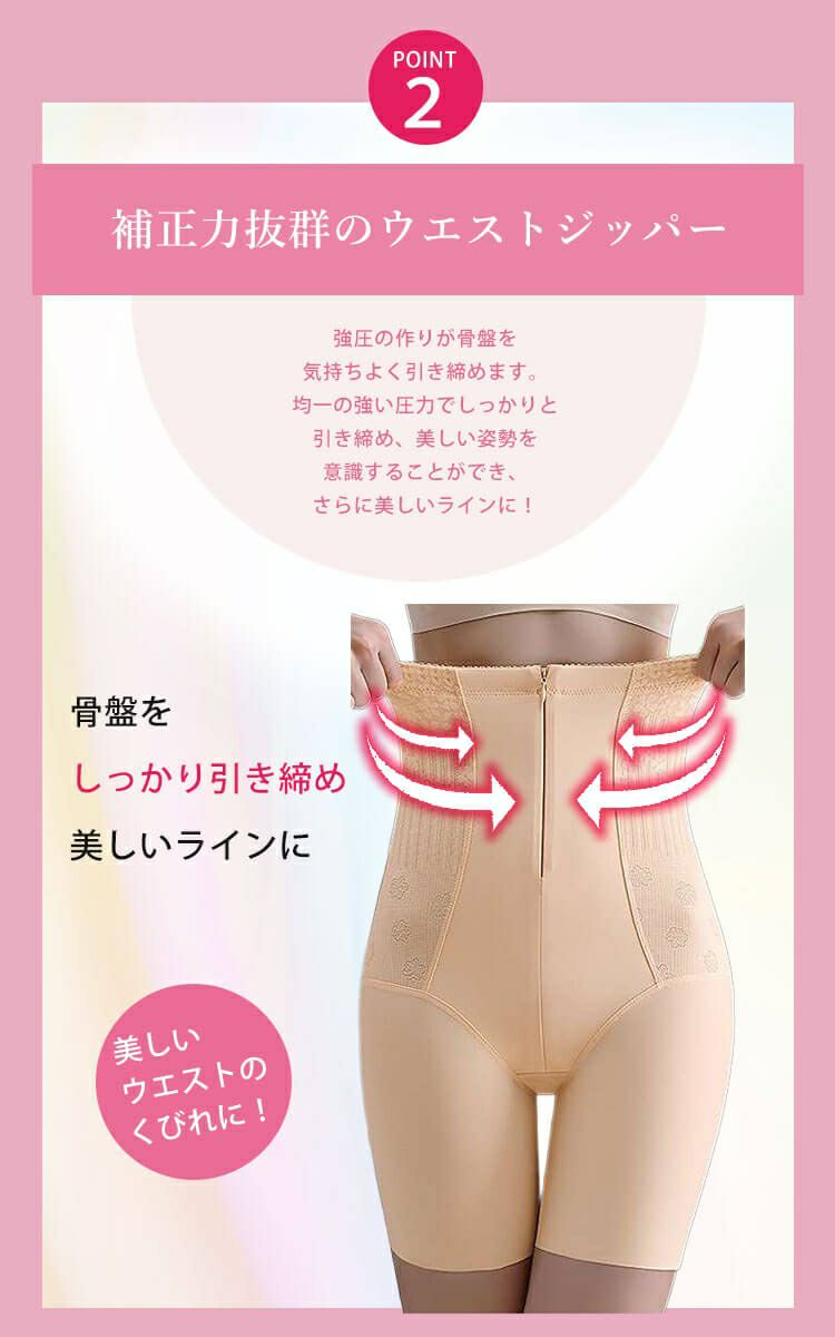 大きいサイズ レディース ファスナー付き着圧ガードルショーツ jp571