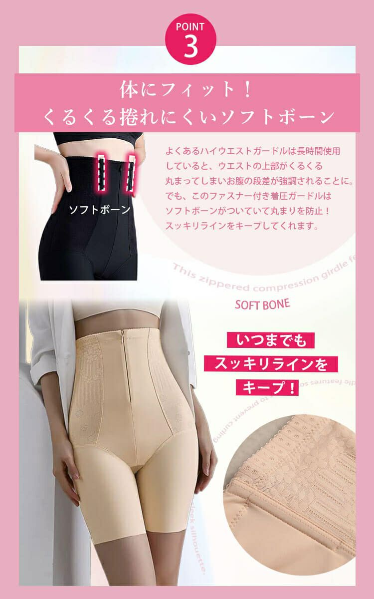 大きいサイズ レディース ファスナー付き着圧ガードルショーツ jp571