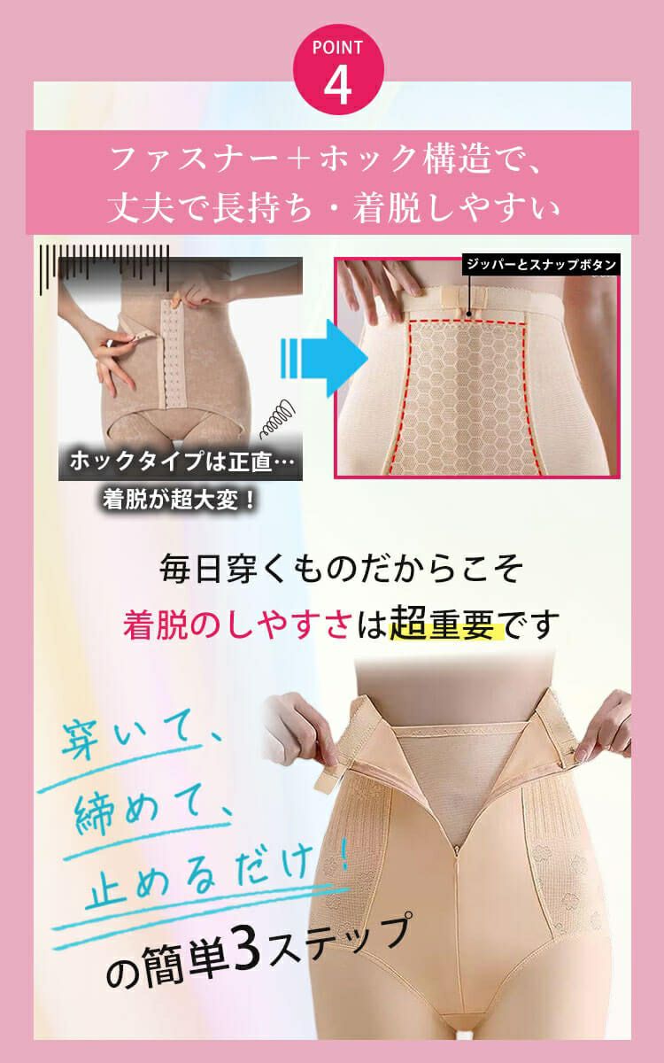 大きいサイズ レディース ファスナー付き着圧ガードルショーツ jp571