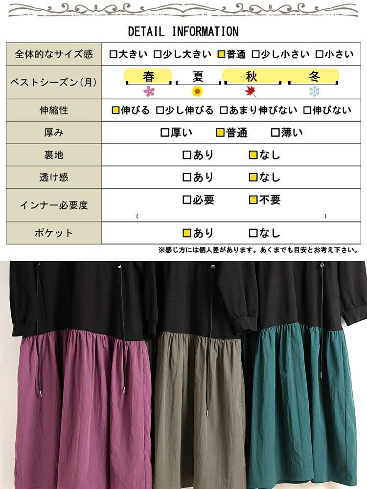 大きいサイズ レディース ウエストドロストフレアドッキングワンピース maru-30206