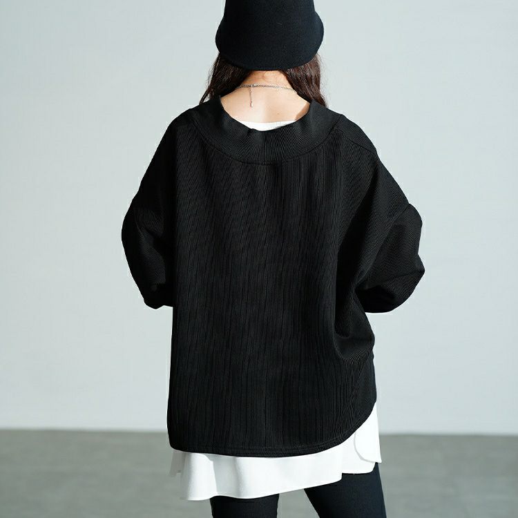 大きいサイズ レディース 深Vネックニットソーワイドプルオーバー maru-30205