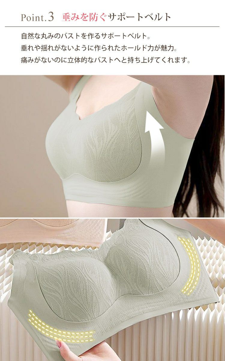 大きいサイズ レディース 胸を小さく見せる！脇高シームレスブラジャー goldy-1797