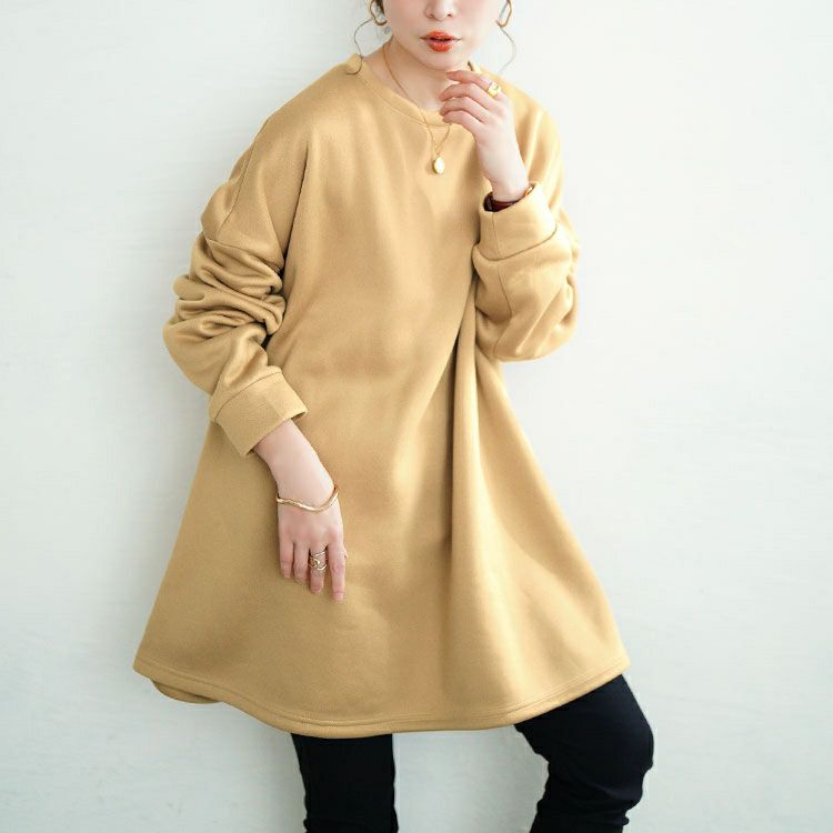 大きいサイズ レディース 裏起毛フレアチュニック goldy-1794