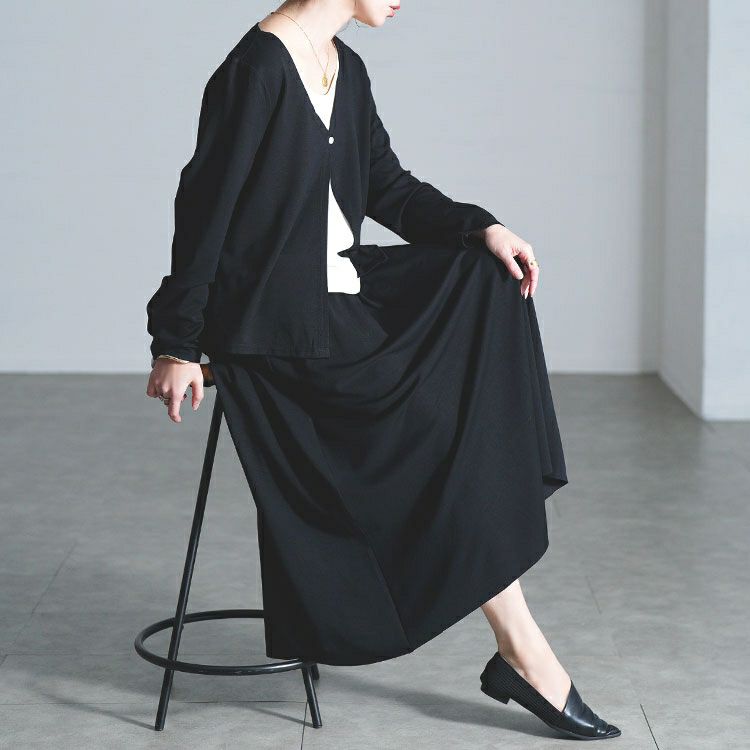 大きいサイズ レディース レイヤード風トップス＆ロングスカート2点セット goldy-1805