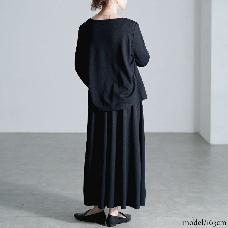 大きいサイズ レディース レイヤード風トップス＆ロングスカート2点セット goldy-1805