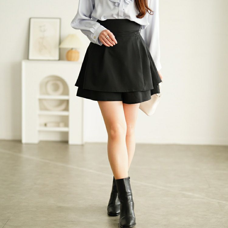 大きいサイズ レディース ハイウエストスカート風ショートパンツ jp574