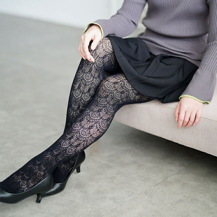 大きいサイズ レディース ダマスク柄網タイツ jp578