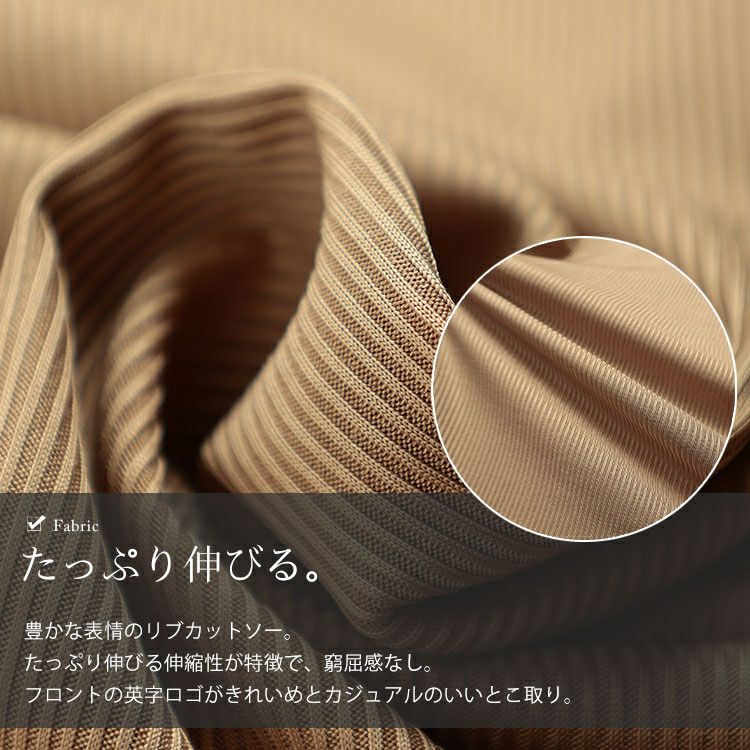 大きいサイズ レディース キーネック英字ロゴリブカットソー goldy-1791