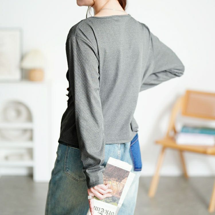 大きいサイズ レディース サイドボタンカシュクールニットトップス goldy-1798