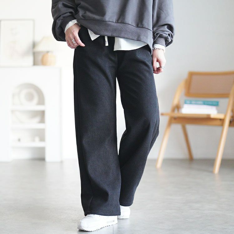 大きいサイズ レディース 裏起毛リボンウエストストレートパンツ goldy-1781