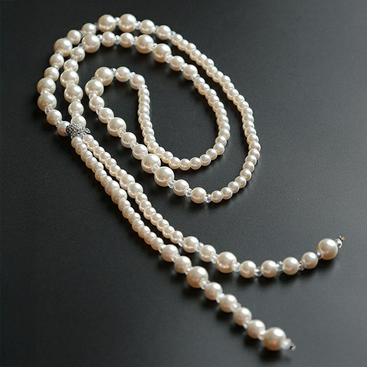 大きいサイズ レディース ビジュークリップ付きパールアレンジネックレス goldy-1802