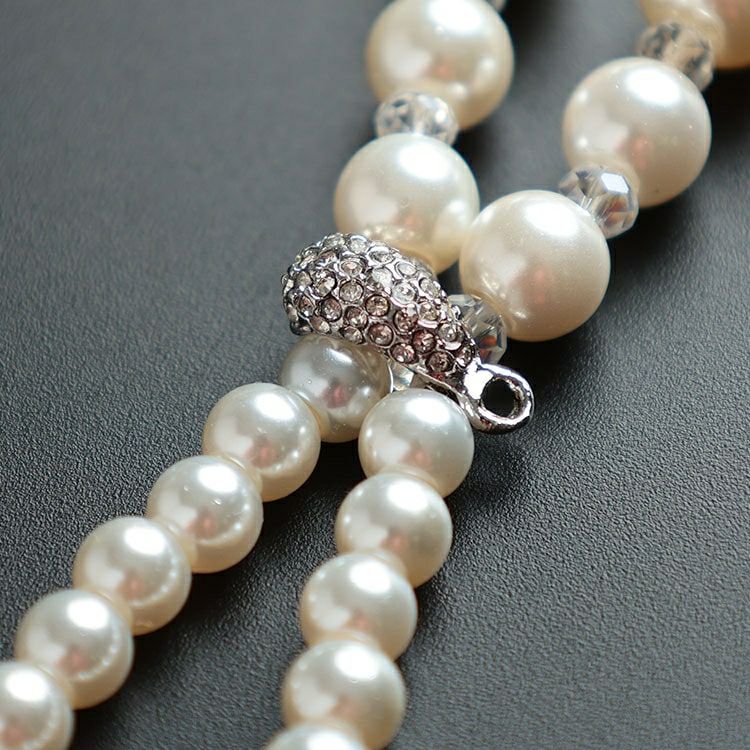 大きいサイズ レディース ビジュークリップ付きパールアレンジネックレス goldy-1802