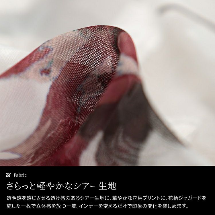 大きいサイズ レディース シアー花柄キャンディスリーブブラウス