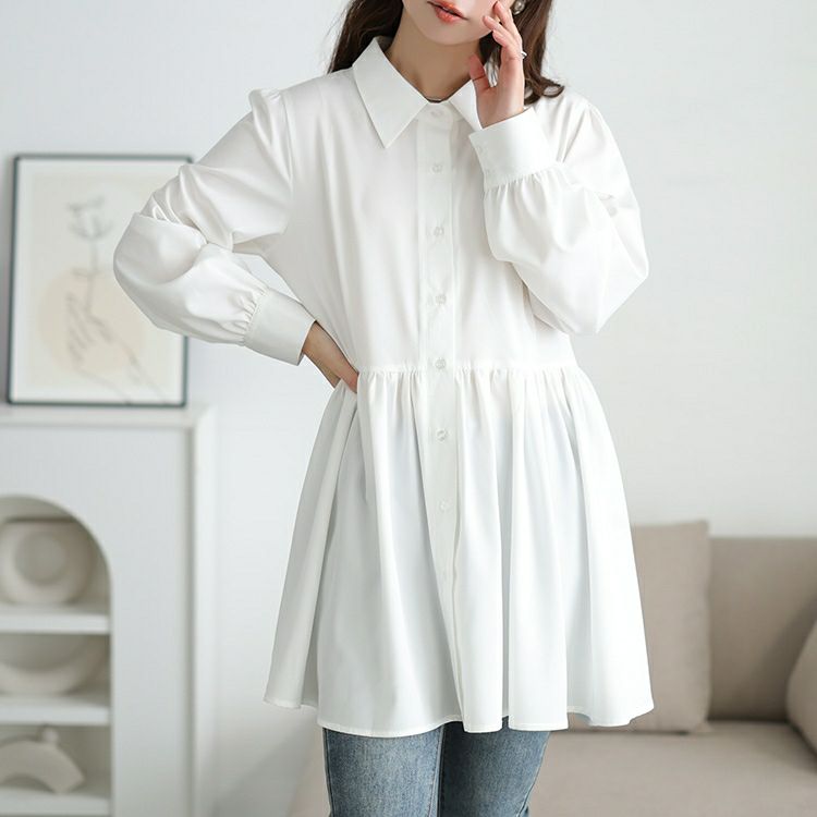 大きいサイズ レディース ペプラムシャツチュニック＆ビスチェ2点セット