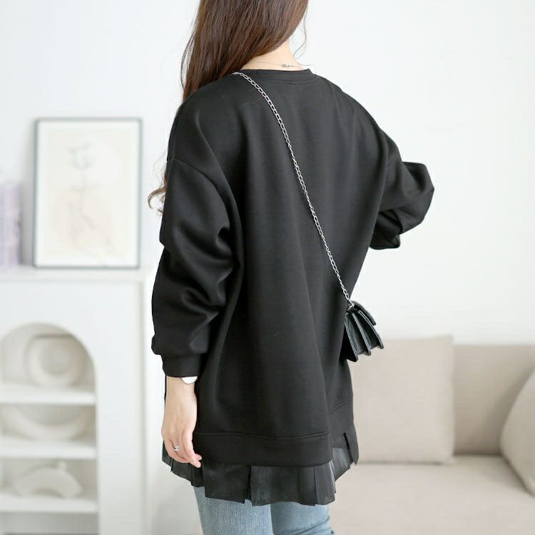 大きいサイズ レディース 裾フリルダンボールニットプルオーバー