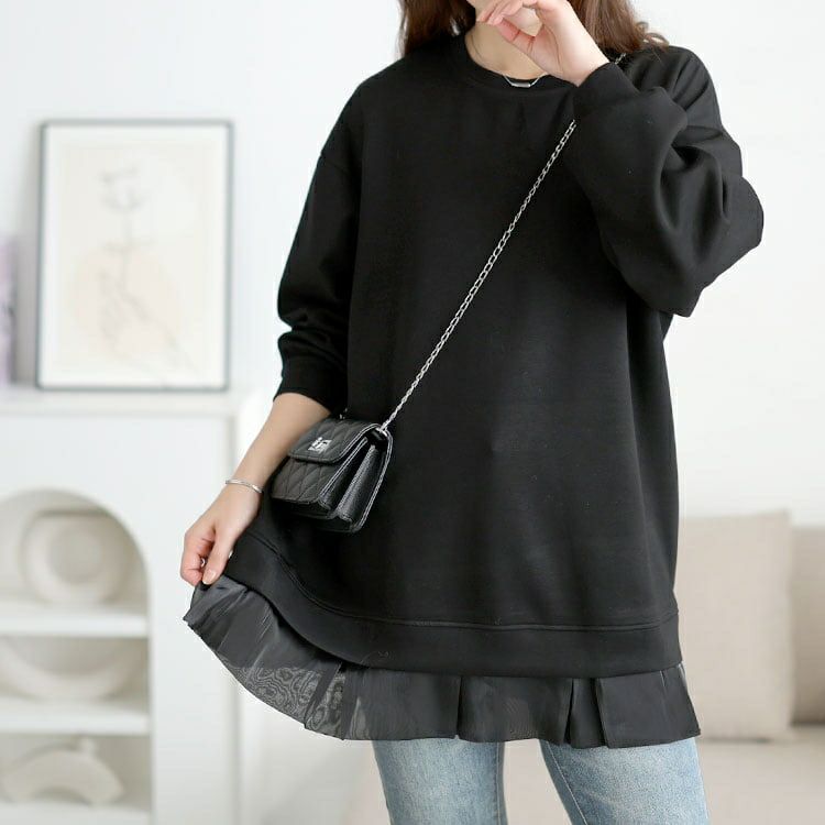 大きいサイズ レディース 裾フリルダンボールニットプルオーバー