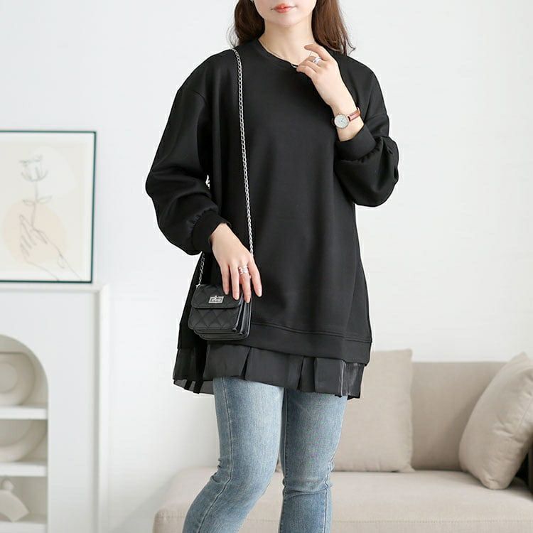 大きいサイズ レディース 裾フリルダンボールニットプルオーバー