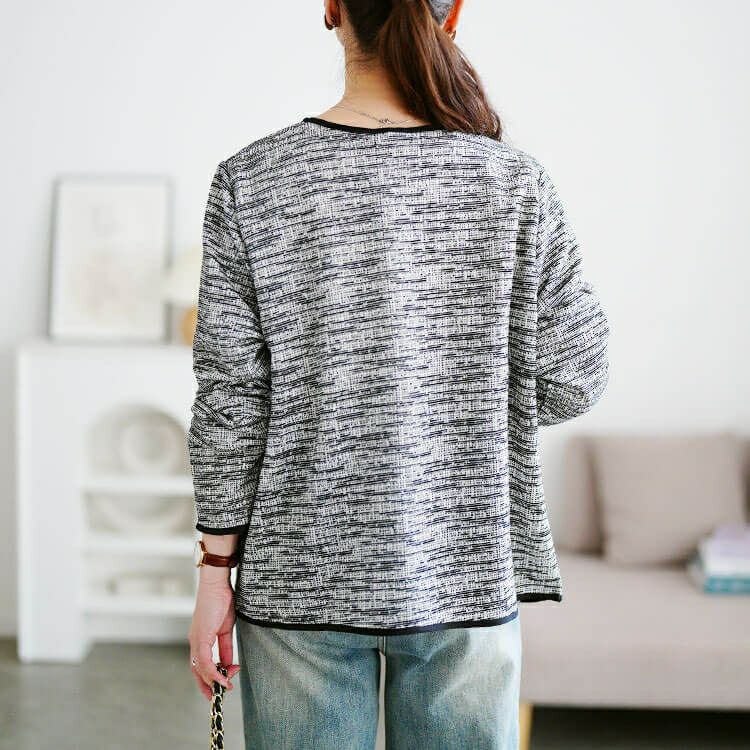 大きいサイズ レディース 配色パイピングラメツイードジャケット