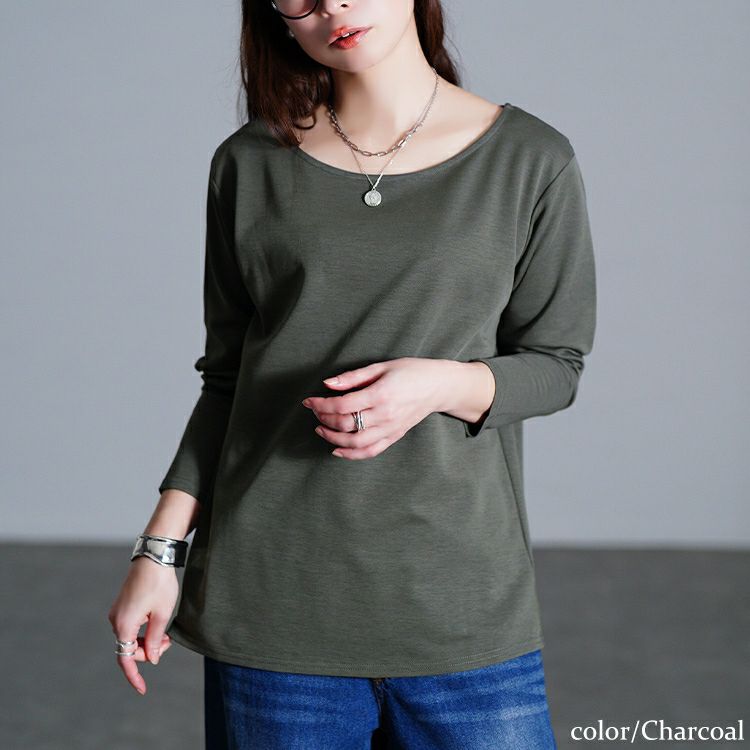 大きいサイズ レディース ワイドラウンドネックロンT